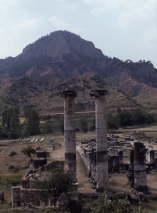 Temple of Artemis in Sardis, first begun in the early Hellenistic period and reaching completion in the second century AD. Its main columns were almost fifty feet tall.  © copyright holder of this work is Richard E. Oster.  Page 161, figure 96.
